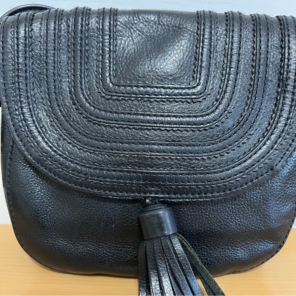 Fossil Emi Tassel Black Leather Crossbody Saddle Bag - Picture 4 of 14